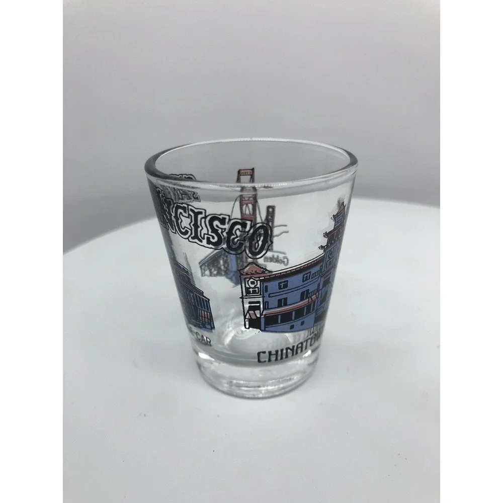 Vtg Shot Glass San‎ Francisco Souvenir Cable Car China Town Golden Gate Bridge